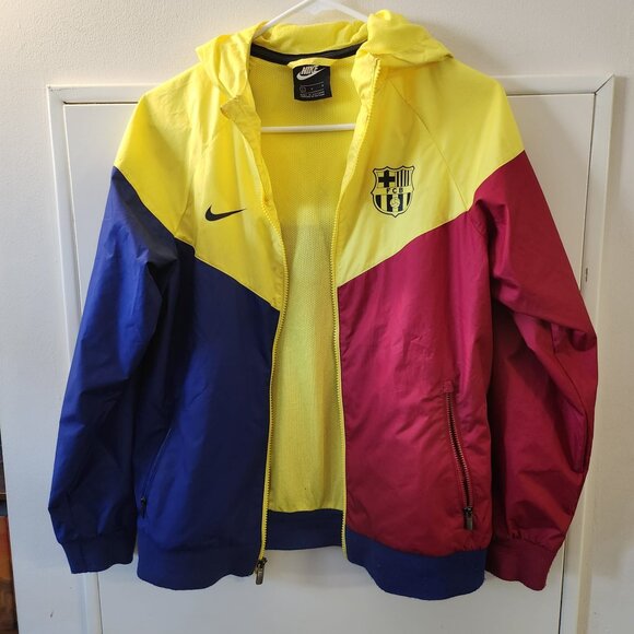 Nike FC Barcelona Colorblock Hooded Windbreaker Jacket - Picture 1 of 6